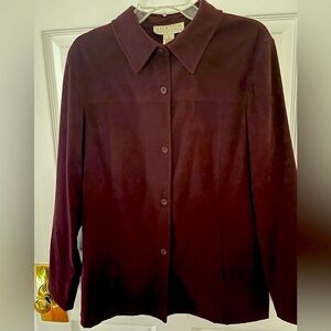 Velvety Burgundy Wine Norton McNaughton Shirt Jacket Buttons Pockets misses 14